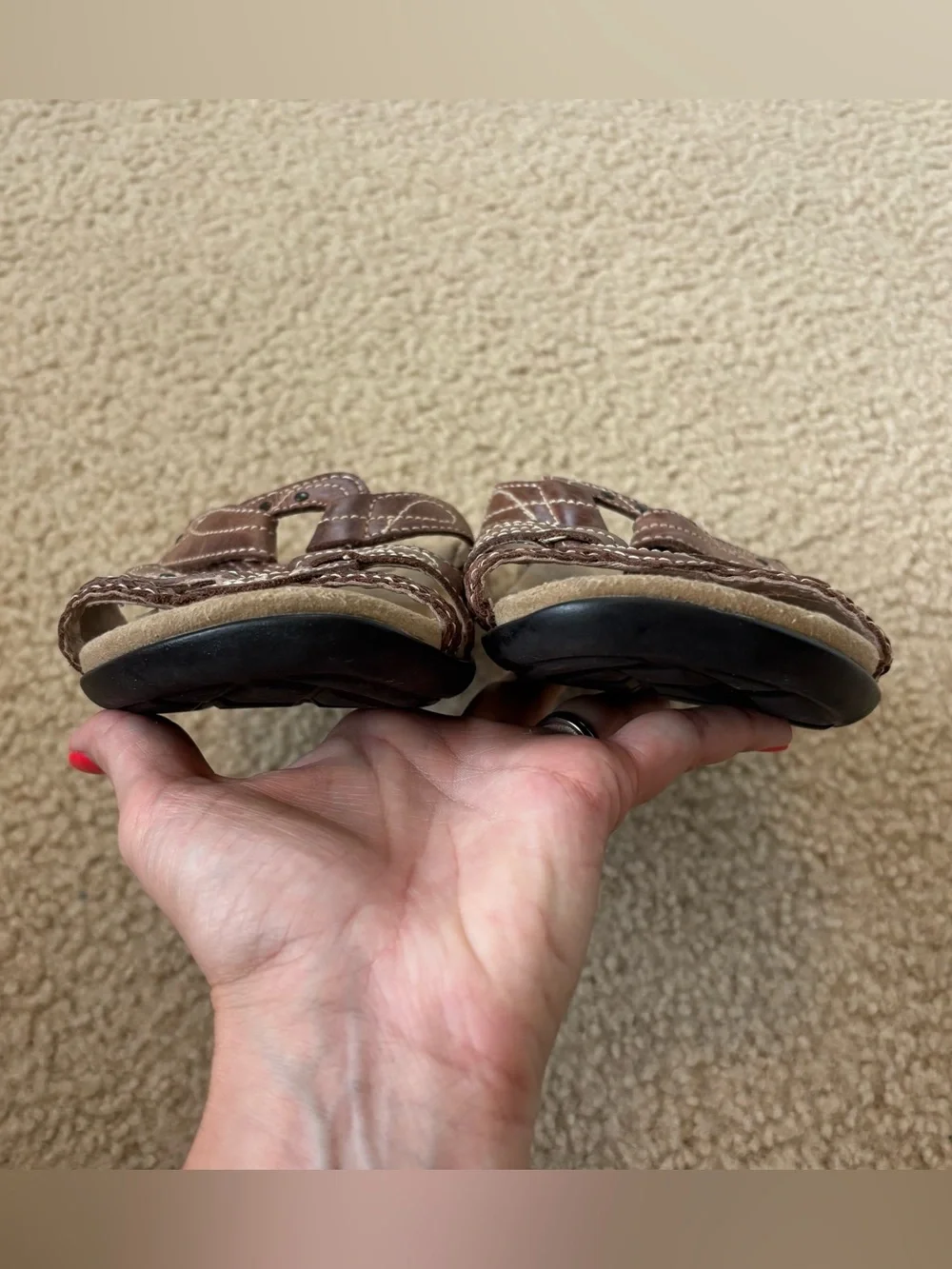 ABEO Women's Baylee Slide Beige-Brown Strappy Comfort Sandals Size 8